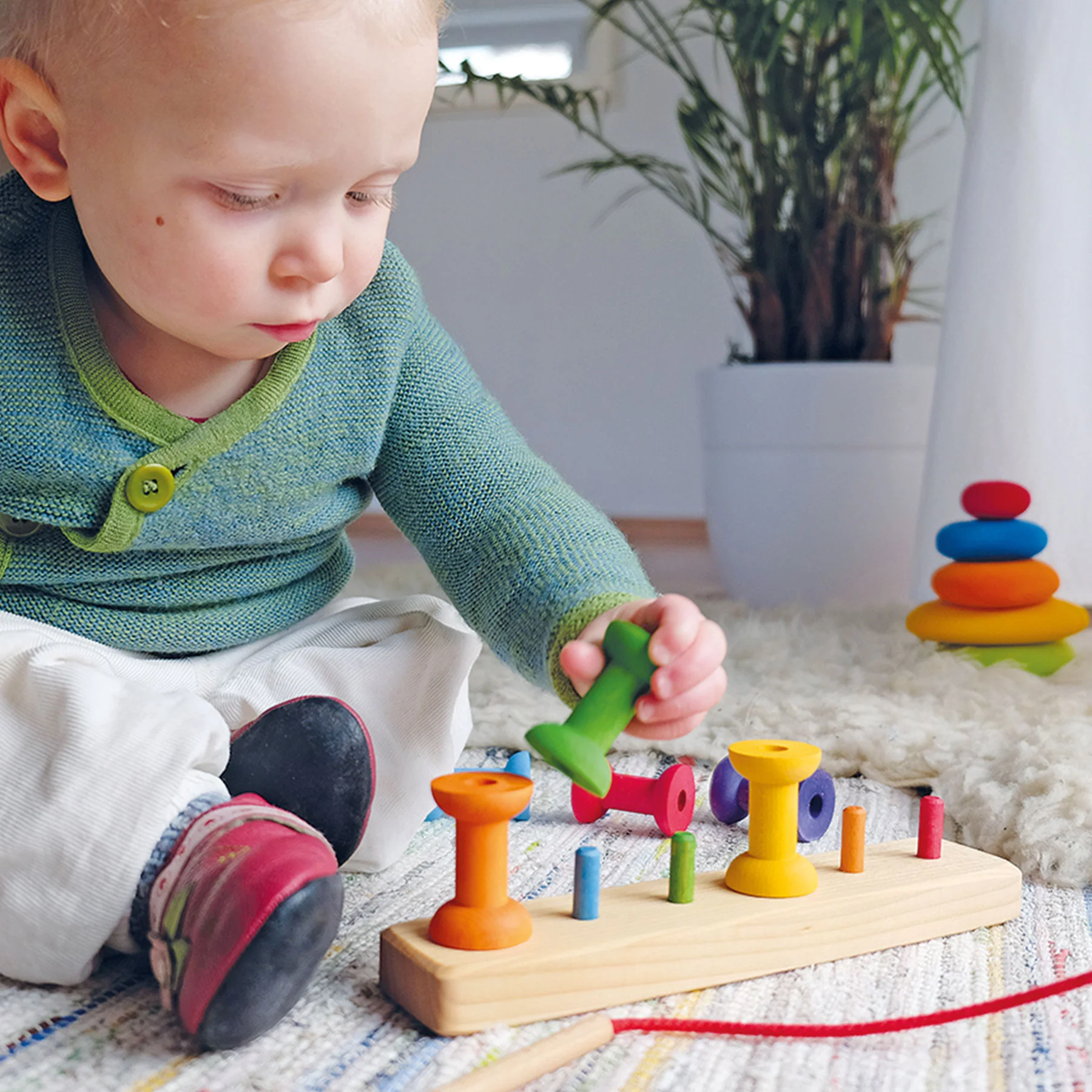 Fädelspiel kleine Holzspulen - Image 3